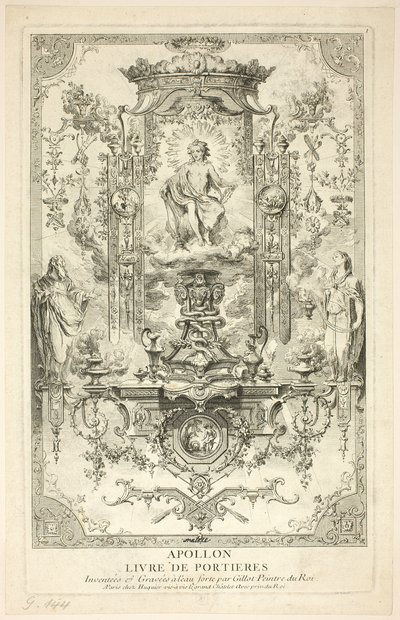 Apollo, z Księgi Portierów autorstwa Claude Gillot