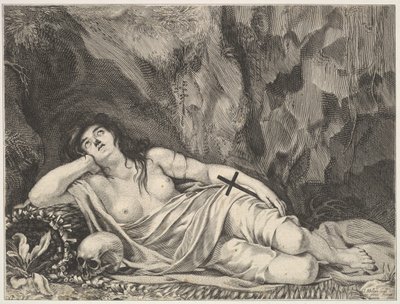 Św. Maria Magdalena leżąca w grocie. autorstwa Claude Goyrand