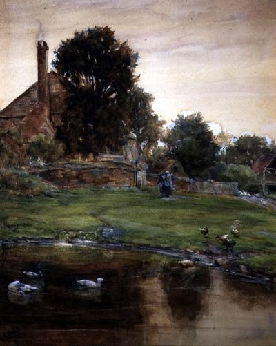The Duck Pond (akwarela, ołówek i kolor ciała na papierze) autorstwa Claude Hayes