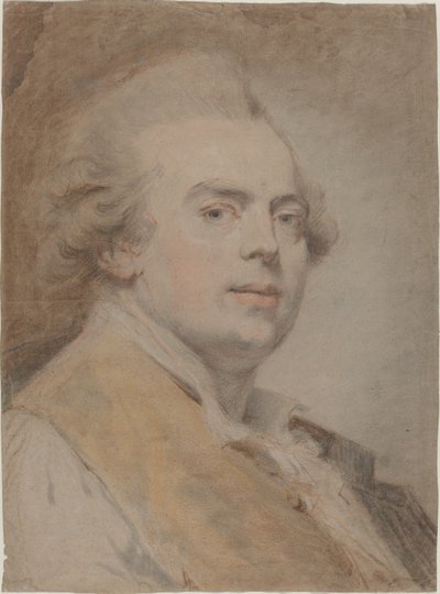Autoportret, ok. 1780 (czerwona i czarna kreda i pastel na papierze) autorstwa Claude Jean Baptiste Hoin