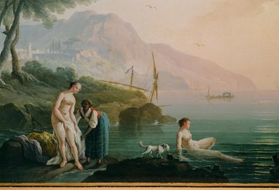 Kąpiące się dziewczyny nad brzegiem morza ... (obraz na płótnie) autorstwa Claude Joseph Vernet