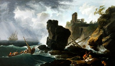 Klasyczna scena włoskiego wybrzeża (olej na płótnie) autorstwa Claude Joseph Vernet