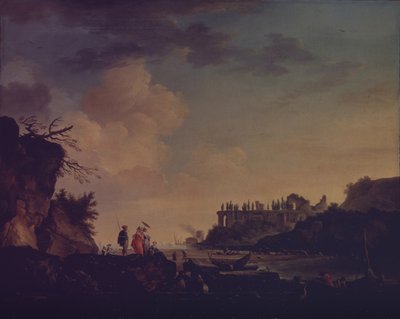 Ruiny w pobliżu ujścia rzeki, 1748 autorstwa Claude Joseph Vernet