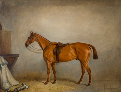 Planeta koni w stajni, ok. 1866 (olej na płótnie) autorstwa Claude L. Ferneley
