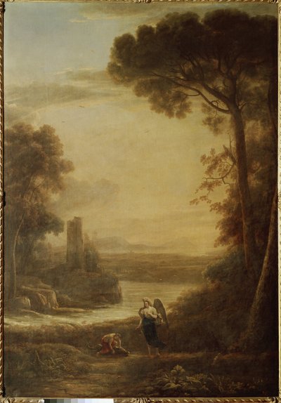 Pejzaż z Tobie (Tobit) i Archaniołem Rafałem (1639, olej na płótnie) autorstwa Claude Lorrain