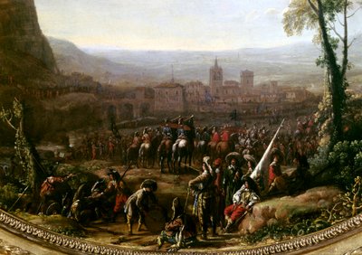 Ludwik XIII (1601-1643) sforsował Pas de Susa pod Turynem, broniony przez siły księcia Sabaudii w 1629 roku. Szczegół. Obraz Claude