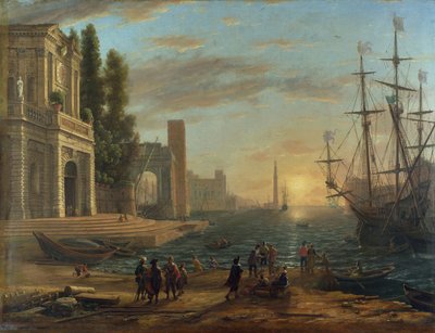 ""Port morski o zachodzie słońca"" (Port morski) Obraz Claude