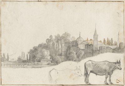 Widok poza Piazza del Popolo w Rzymie, 1640-41 autorstwa Claude Lorrain