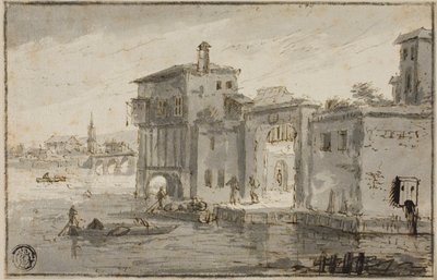 Budynki obok laguny autorstwa Claude Lorrain