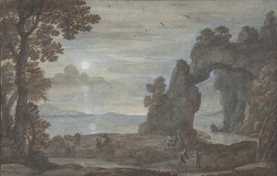 Widok na wybrzeże z Perseuszem i pochodzeniem koralowca, 1674. autorstwa Claude Lorrain