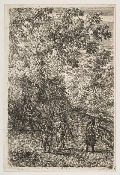 Cztery Kozy Lewa Sekcja Kóz, ca. 1630-33. autorstwa Claude Lorrain