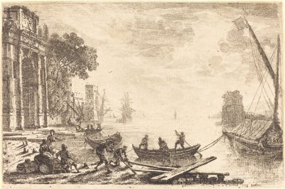 Scena portowa z wschodzącym słońcem (Le soleil levant) autorstwa Claude Lorrain