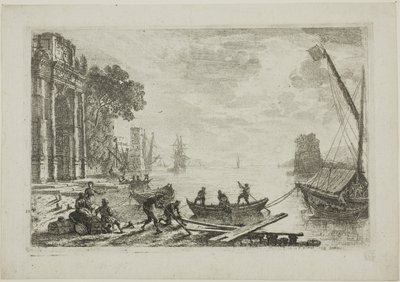 Scena portowa z wschodzącym słońcem autorstwa Claude Lorrain