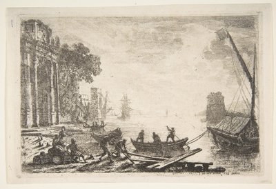 Scena portowa z wschodzącym słońcem, 1634. autorstwa Claude Lorrain