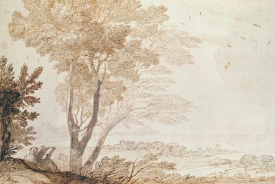 Krajobraz (pióro i tusz na papierze) autorstwa Claude Lorrain