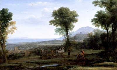 „Pejzaż ze św. Filipem chrzczącym eunucha”, 1678 autorstwa Claude Lorrain