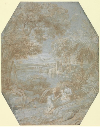 Krajobraz z Resztą podczas ucieczki do Egiptu, 1645. autorstwa Claude Lorrain