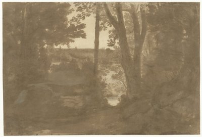 Krajobraz z widokiem przez drzewa autorstwa Claude Lorrain
