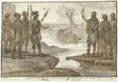 Spotkanie Eneasza z Pallasem, synem Euandera (Evandera) autorstwa Claude Lorrain