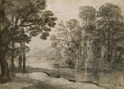 Młyn wodny wśród drzew, c1635-1638 autorstwa Claude Lorrain