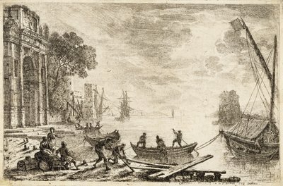 Scena portowa z wschodzącym słońcem, 1634 autorstwa Claude Lorrain