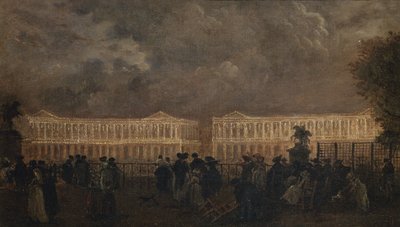 Iluminacja placu Ludwika XV z okazji narodzin Delfina, październik 1781 r., ok. 1781 r. (olej na płótnie) autorstwa Claude Louis Chatelet