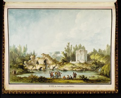 Widok na Belweder i Skałę, z Recueil des plans du Petit Trianon Richarda Mique (1728-94) autorstwa Claude Louis Chatelet