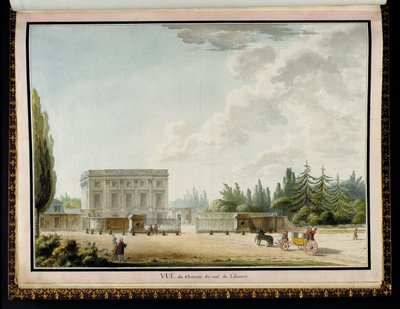 Widok zamku od strony wejścia, z Recueil des plans du Petit Trianon Richarda Mique (1728-94) autorstwa Claude Louis Chatelet