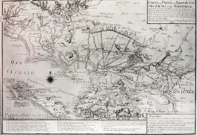 Atlas 131 H f.42 Mapa Bas Poitou, Aunis i Saintonge z bagnami zatoki Aiguillon w 1716 roku autorstwa Claude Masse