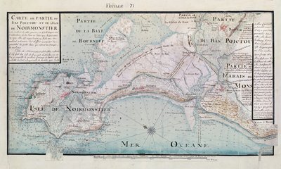 Atlas 131 H.fol 71 Mapa części Bas-Poitou i Ile de Noirmoutier, 1703 (pióro, atrament i toaleta na papierze) autorstwa Claude Masse
