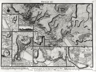 Fol.66 Mapa Saintonge, z Recueil des Plans de Saintonge (pióro i atrament oraz toaleta na papierze) autorstwa Claude Masse