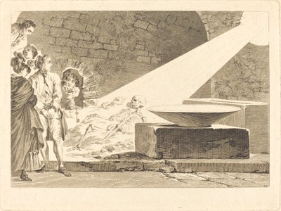 Fragonard i Bergeret z żonami odwiedzają grobowiec w Pompejach autorstwa Claude Mathieu Fessard after Jean Honoré Fragonard