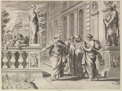 Alegoria na cześć Kolegium Rzymskiego założonego przez rodzinę Borghese, 1615-88. autorstwa Claude Mellan