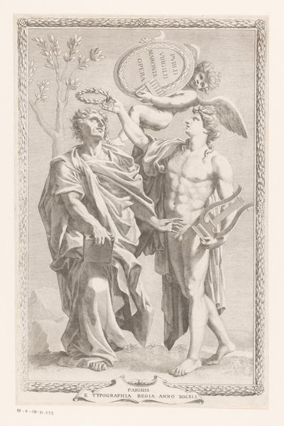 Apollo koronuje Publiusza Vergiliusa Maro Tytuł strony dla: Publius Virgilius Maro, Publius Virgilius Maronis Opera, 1641 autorstwa Claude Mellan