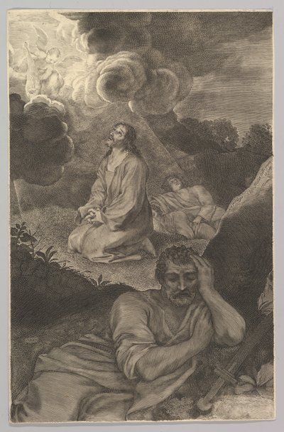 Chrystus w Ogrodzie Oliwnym, XVII wiek. autorstwa Claude Mellan