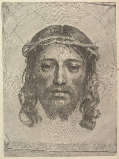 Oblicze Chrystusa na chuście św. Weroniki, 1649. autorstwa Claude Mellan