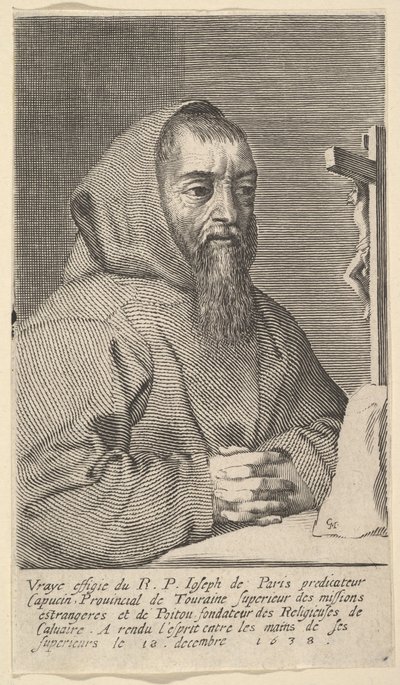 François Le Clerc Du Tremblay, znany jako Ojciec Józef, 1638. autorstwa Claude Mellan