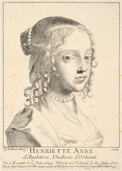 Henriette-Anne z Anglii, księżna Orleanu. autorstwa Claude Mellan