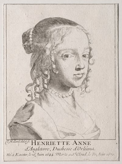 Henriette-Marie dAngleterre, księżna Orleanu. autorstwa Claude Mellan