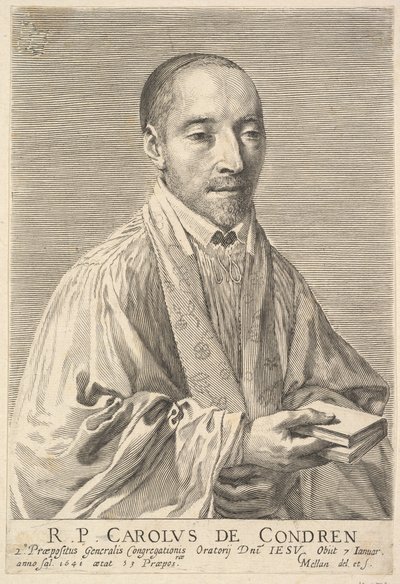 Ojciec Charles de Condren. autorstwa Claude Mellan