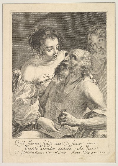 Lot i jego córki, 1629. autorstwa Claude Mellan