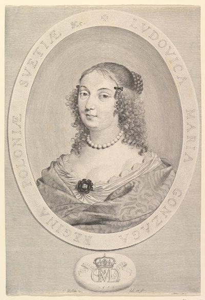 Ludovica Maria Gonzaga, królowa Polski, 1645. autorstwa Claude Mellan