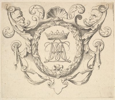Monogram z koroną. autorstwa Claude Mellan