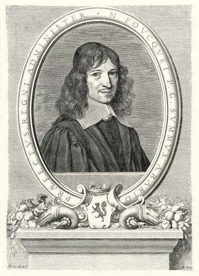Nicolas Fouquet, nadinspektor finansów we Francji za Ludwika XIV (grafika) autorstwa Claude Mellan