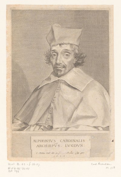 Portret Alphonse Louis du Plessis de Richelieu, arcybiskup Lyonu autorstwa Claude Mellan