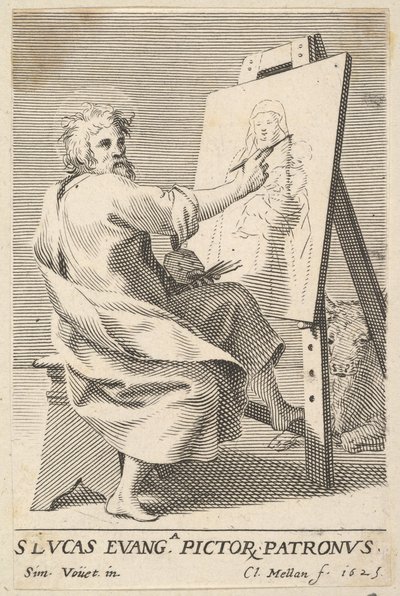 Św. Łukasz malujący Dziewicę, 1625. autorstwa Claude Mellan