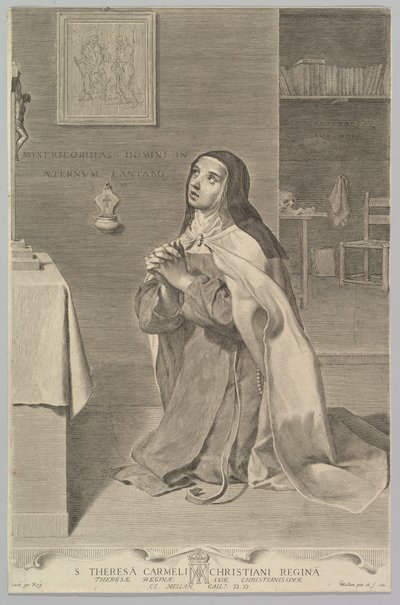 Św. Teresa klęcząca do modlitwy, 1661. autorstwa Claude Mellan