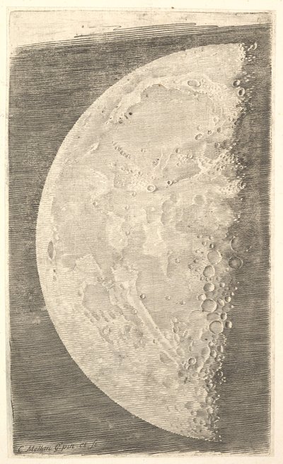 Księżyc w swojej ostatniej kwadrze, 1635. autorstwa Claude Mellan
