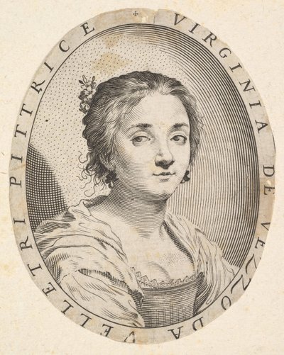 Virginia da Vezzo, żona Simona Voueta, 1626. autorstwa Claude Mellan