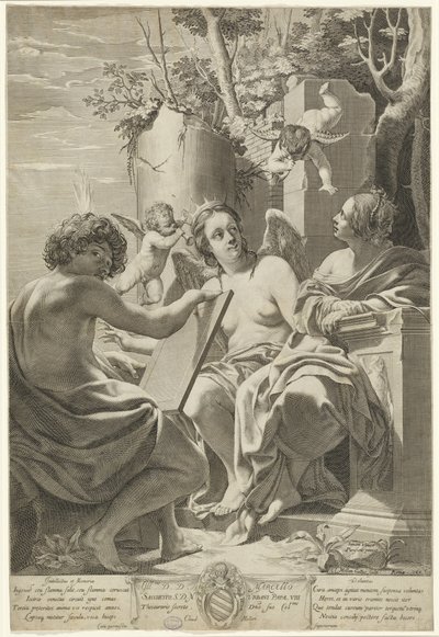 Alegoria intelektu, pamięci i woli autorstwa Claude Mellan after Simon Vouet